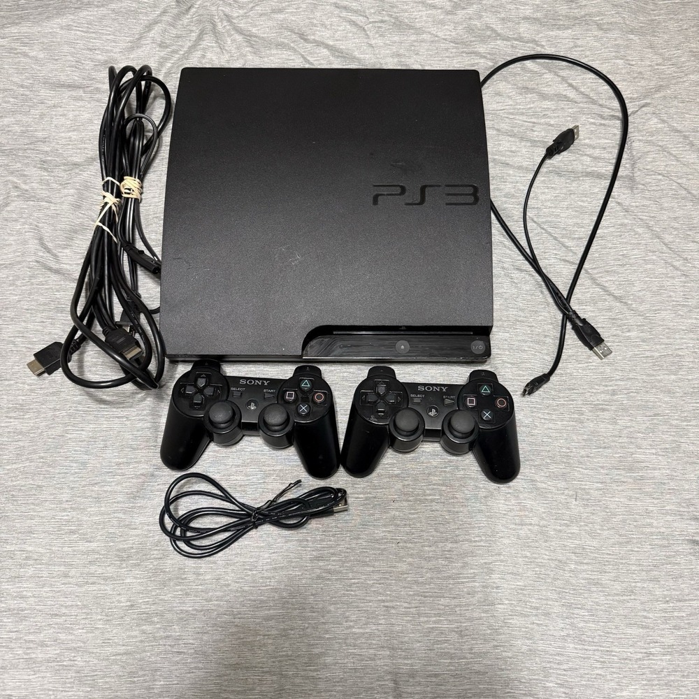 Sony PlayStation 3 PS3 Slim Console CECH-2501B 320GB, 2 controllers.  Tested